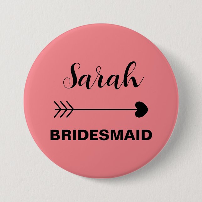 Chapa Redonda De 7 Cm Dama de honor elegante y simple con nombre persona (Anverso)