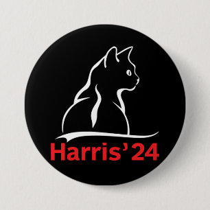 Chapa Redonda De 7 Cm Damas de gatos para Kamala Gato 2024 Presidente Ka