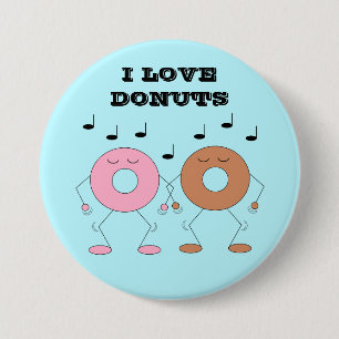 Chapa Redonda De 7 Cm Dancing Donuts Blue