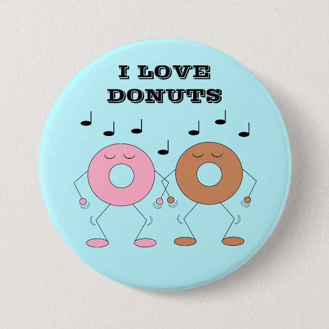 Chapa Redonda De 7 Cm Dancing Donuts Blue (Anverso)