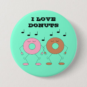 Chapa Redonda De 7 Cm Dancing Donuts Mint Green