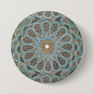 Chapa Redonda De 7 Cm Decoración oriental elegante de estilo árabe azul 
