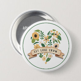 Chapa Redonda De 7 Cm Deja que el amor crezca | Corazón botánico de 3" B