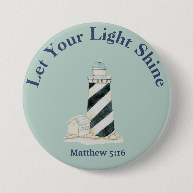 Chapa Redonda De 7 Cm Deja que tu luz brille Matthew 5:16 (Anverso)