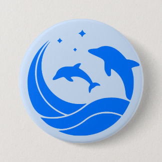 Chapa Redonda De 7 Cm Delfines saltando olas