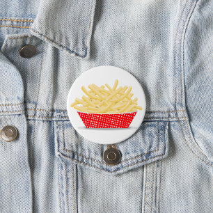 Chapa Redonda De 7 Cm Deliciosas patatas fritas retro comida rápida 