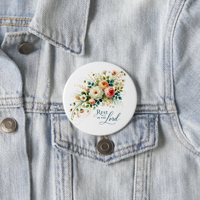 Chapa Redonda De 7 Cm Descanse en la floral del Señor (In situ)