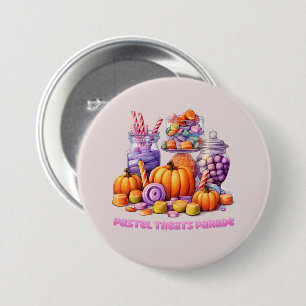Chapa Redonda De 7 Cm Desfile de pasteles - Vela y calabaza
