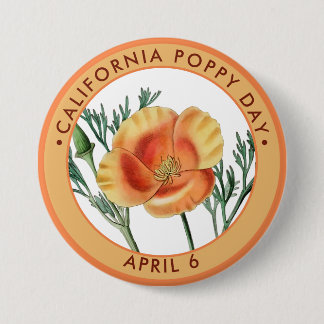 Chapa Redonda De 7 Cm Día de la amapola en California, amapola de oro vi