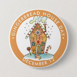 Chapa Redonda De 7 Cm Día de la Casa del Gingerbread, casa de caramelos