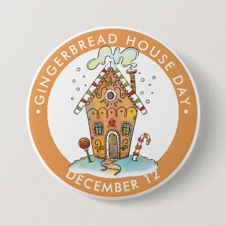 Chapa Redonda De 7 Cm Día de la Casa del Gingerbread, casa de caramelos