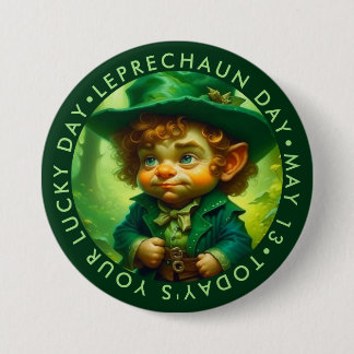 Chapa Redonda De 7 Cm Día de Leprechaun Cute, día de suerte