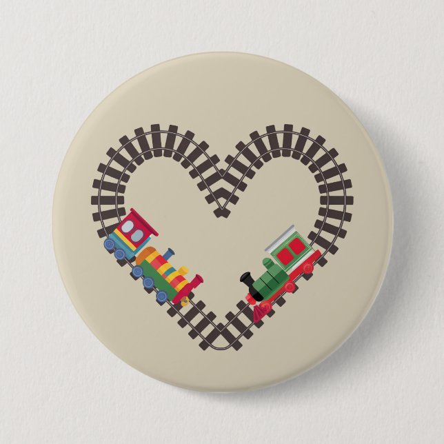 Chapa Redonda De 7 Cm Día de San Valentín Train Railroad Heart (Anverso)