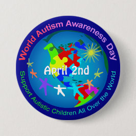 Chapa Redonda De 7 Cm Día Mundial de Conciencia sobre el Autismo