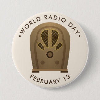 Chapa Redonda De 7 Cm Día Mundial de la Radio