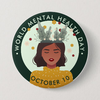 Chapa Redonda De 7 Cm Día Mundial de la Salud Mental, mujer
