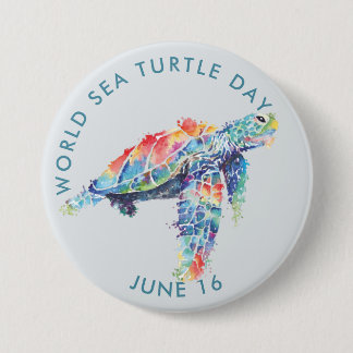 Chapa Redonda De 7 Cm Día Mundial de la Tortuga del Mar, tortuga acuátic