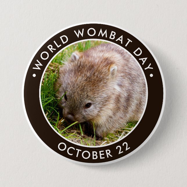 Chapa Redonda De 7 Cm Día Mundial de la Wombat, lindo bebé wombat (Anverso)