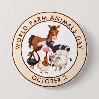 Chapa Redonda De 7 Cm Día Mundial de los Animales Agrícolas