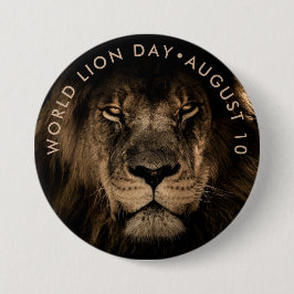 Chapa Redonda De 7 Cm Día Mundial de los Leones