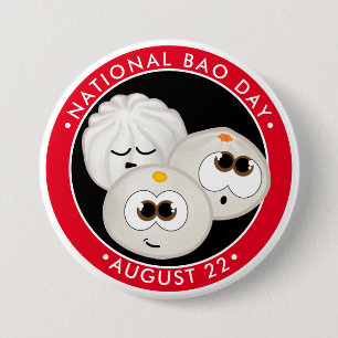 Chapa Redonda De 7 Cm Día Nacional Bao, adorables bolas de kawaii
