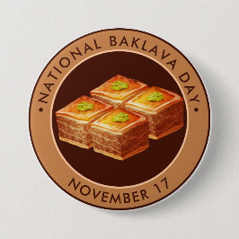 Chapa Redonda De 7 Cm Día Nacional de Baklava, ilustracion
