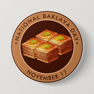 Chapa Redonda De 7 Cm Día Nacional de Baklava, ilustracion