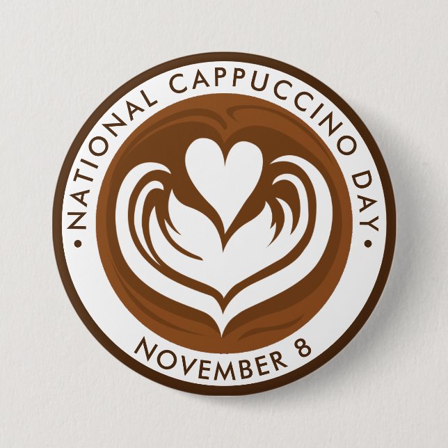 Chapa Redonda De 7 Cm Día Nacional del Cappuccino (Anverso)