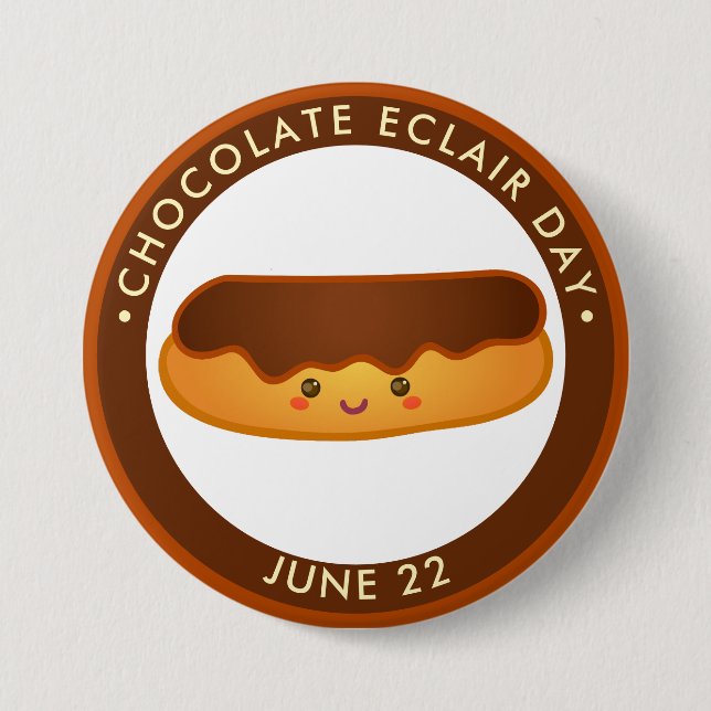 Chapa Redonda De 7 Cm Día nacional del chocolate eclair (Anverso)