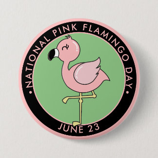 Chapa Redonda De 7 Cm Día Nacional del Flamingo Rosa, lindo flamingo per