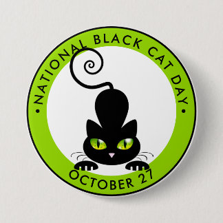 Chapa Redonda De 7 Cm Día Nacional del Gato Negro, personalizado de ojos