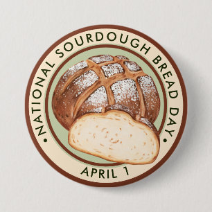 Chapa Redonda De 7 Cm Día Nacional del Pan de Sourda, acuarela