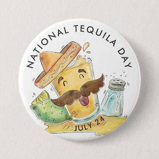 Chapa Redonda De 7 Cm Día Nacional del Tequila, acuarela