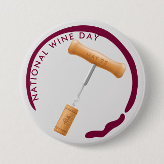 Chapa Redonda De 7 Cm Día Nacional del Vino, cornudo, mancha de vino