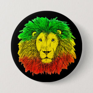 Chapa Redonda De 7 Cm Dibujo de cabeza de león Rasta rojo amarillo verde