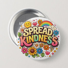 Chapa Redonda De 7 Cm Difunde la amabilidad – Cute Floral Arcoíris