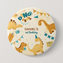 Chapa Redonda De 7 Cm Dino Fiesta. Cute Dinosaurios 3er fiesta de cumple