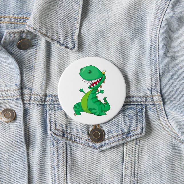 Chapa Redonda De 7 Cm Dinosaurio de dibujos animados divertido rugiendo  (Subido por el creador)