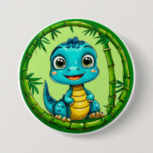 Chapa Redonda De 7 Cm Dinosaurio personalizado lindo