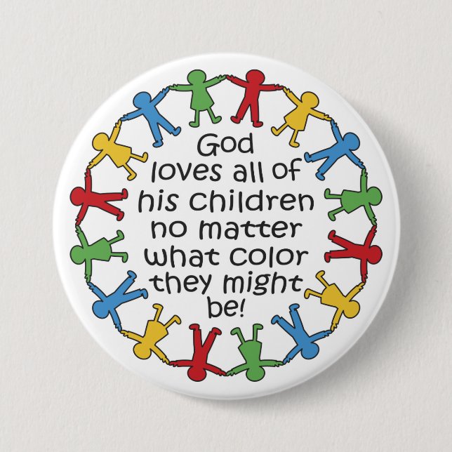 Chapa Redonda De 7 Cm Dios ama a todos (Anverso)