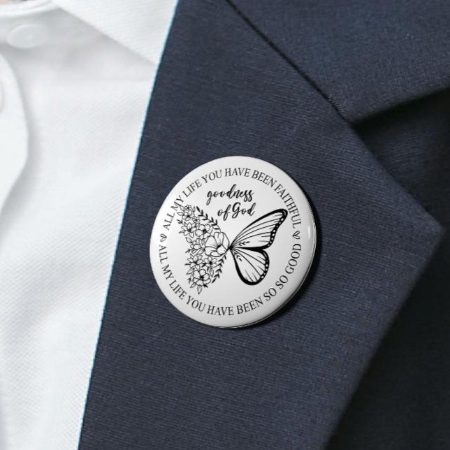 Chapa Redonda De 7 Cm Dios es bueno mariposa floral (Show your faith with this stylish button—wear it proudly and remind others of the power of belief!)