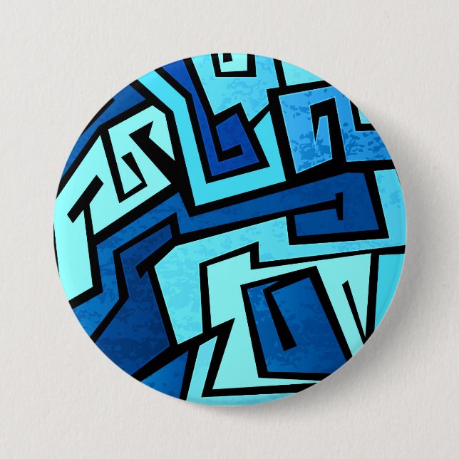 Chapa Redonda De 7 Cm Diseño azul de la pintada (Anverso)