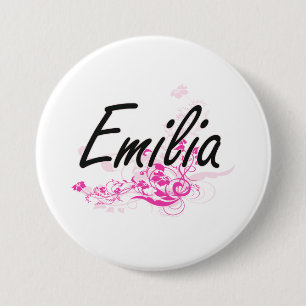 Chapa Redonda De 7 Cm Diseño conocido artístico de Emilia con las flor