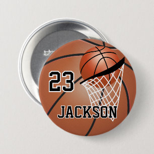 Chapa Redonda De 7 Cm Diseño de baloncesto marrón   Personalizar