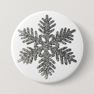 Chapa Redonda De 7 Cm Diseño de estrella de copo de nieve Holiday Silver