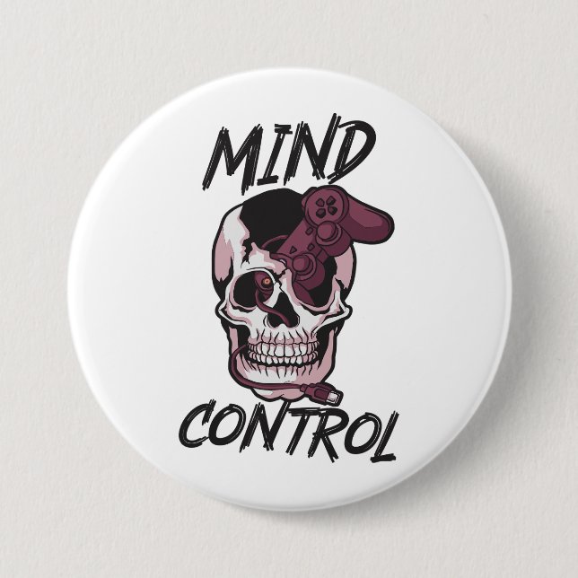 Chapa Redonda De 7 Cm Diseño de juegos de control mental (Anverso)