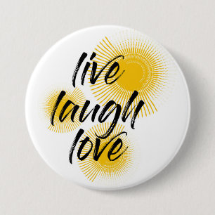 Chapa Redonda De 7 Cm Diseño moderno, alegre y de moda Live Laugh Love