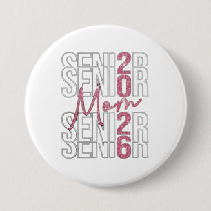 Chapa Redonda De 7 Cm Diseño Purpurina de ✨ Senior Mom 2026