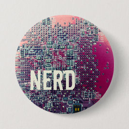 Chapa Redonda De 7 Cm Diseño retro nerd de la tarjeta de circuito rojo