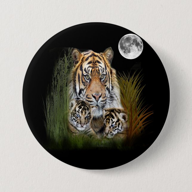 Chapa Redonda De 7 Cm diseños de tigres y cubos (Anverso)